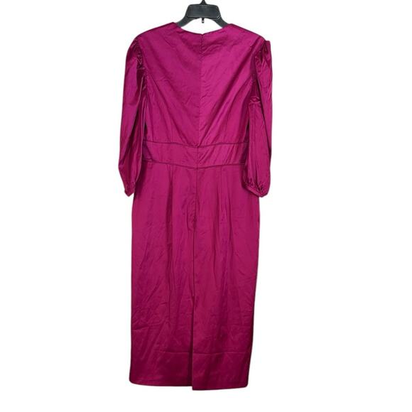 Ieena for Mac Duggal NEW Size 10 Style A26927 Fuchsia High Neck Midi Dress NWT - Picture 3 of 9